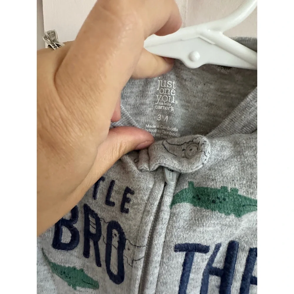 Just One You by Carters Baby Boy 3M Sleepers Set‎ Little Brother Gator Bear Gray